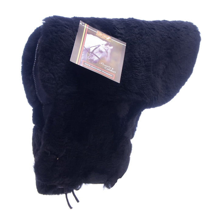 Merino Sheepskin Deluxe Western Seat Saver, Black Sheepskin - 6MM2 - Black - 1