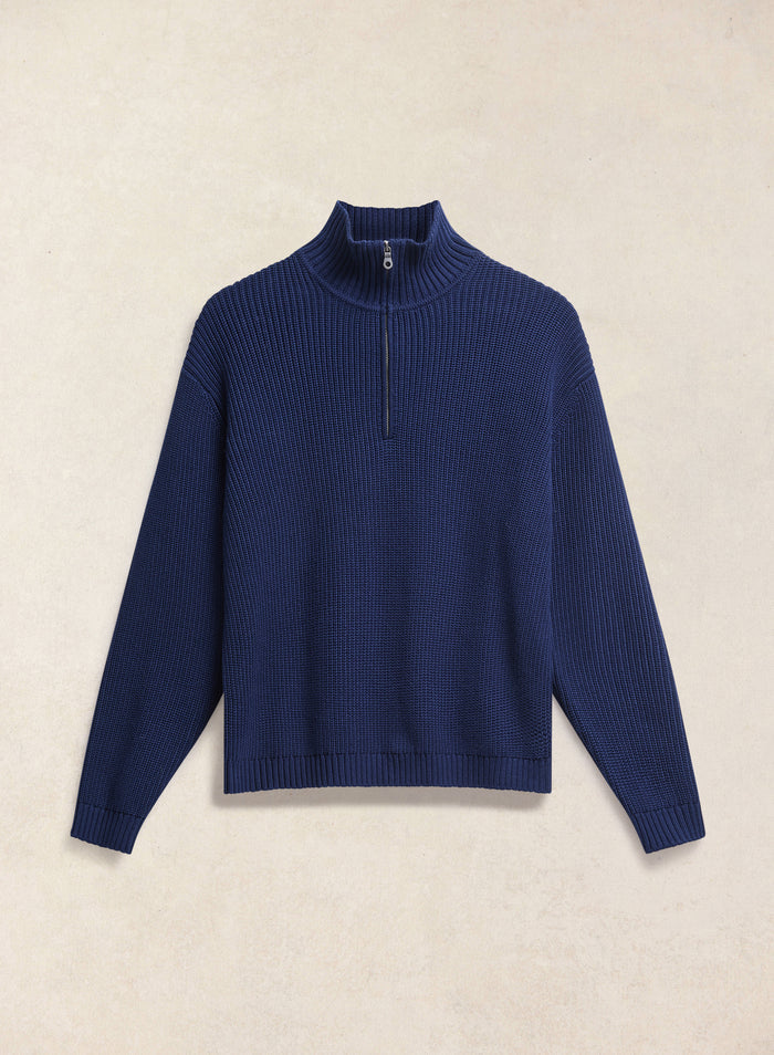Meyer Boxy 1/4 Zip Jumper | Heavy Cotton | Navy