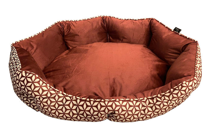 Mink Tufted Euro Cuddler Bed For Dogs & Cats - PO21G - Burgundy & Vanilla Ice - Small - 1
