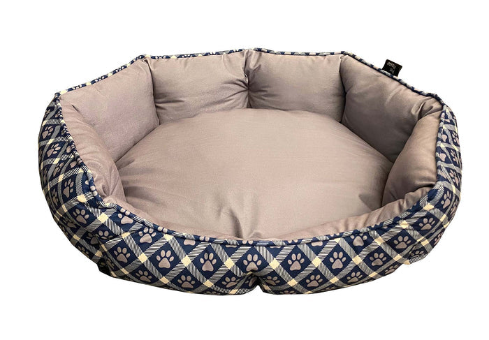 Mink Tufted Euro Cuddler Bed For Dogs & Cats - PO21H - Chiseled Stone & Estate Blue - Large - 2