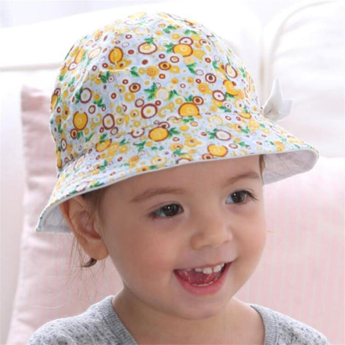 Modern Baby Girls Sun Hat Cotton Baby Hat Kids Child Cap Bowknot Flower Print Bucket Hat Double Sided Stevvex
