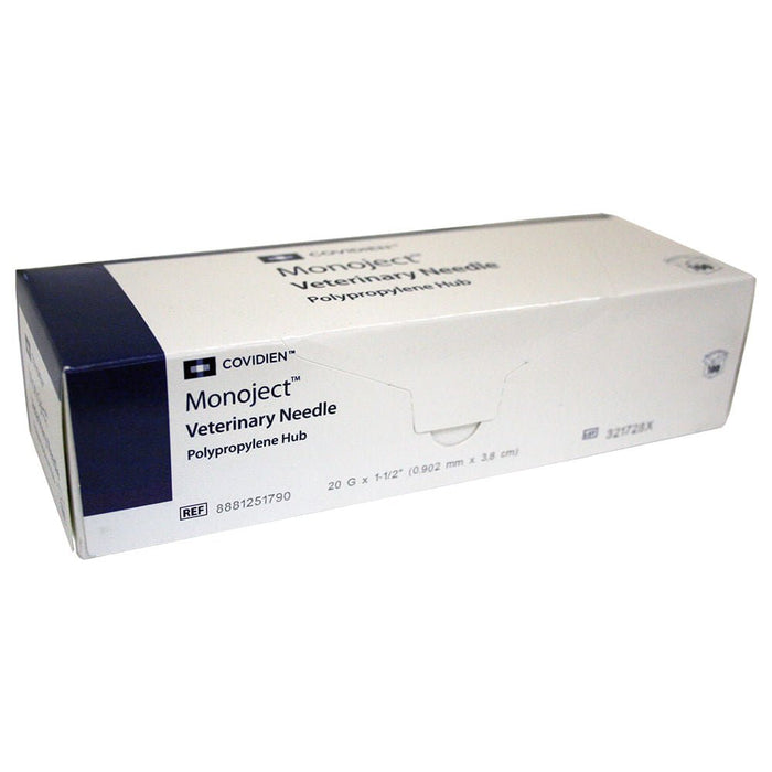 Monoject Needle, Polypropylene Hub, 100 Count - 01102MON-20-1-5 - 20G x 1.5" - 3