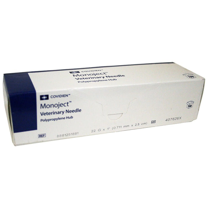 Monoject Needle, Polypropylene Hub, 100 Count - 01102MON-22X1 - 22G x 1" - 8