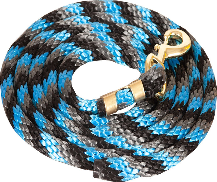 Mustang Colorful Poly Lead Rope with Bolt Snap - 1211AS - Black/Turq/Silver - 2