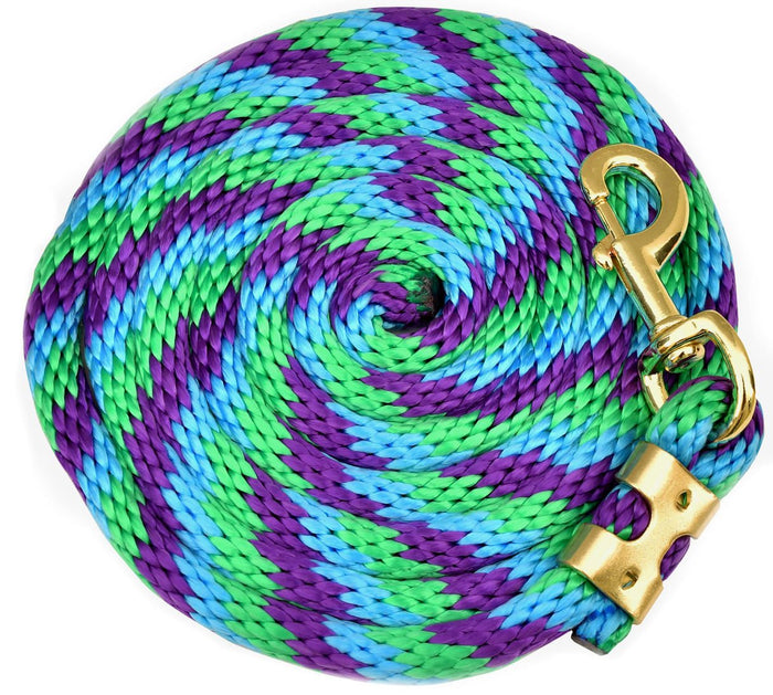 Mustang Colorful Poly Lead Rope with Bolt Snap - 121L6 - Kelly/Purple/Turq - 6