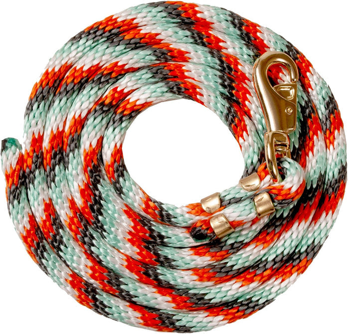 Mustang Poly Colorful Lead Rope, Bull Snap - 1211AW - Turq/Pink/Purple - 6