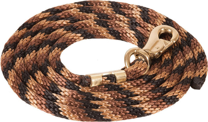 Mustang Poly Colorful Lead Rope, Bull Snap - 121MM - Black/Brown/Tan - 8