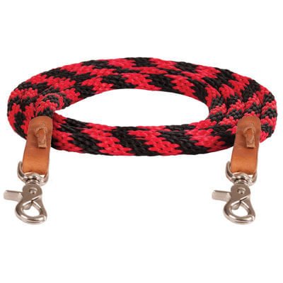 Mustang Round Braided Trail Reins - 1213B - Black/Red - 1