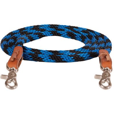 Mustang Round Braided Trail Reins - 1213G - Black/Turquoise - 6