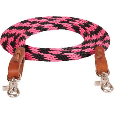 Mustang Round Braided Trail Reins - 1213G - Black/Turquoise - 7