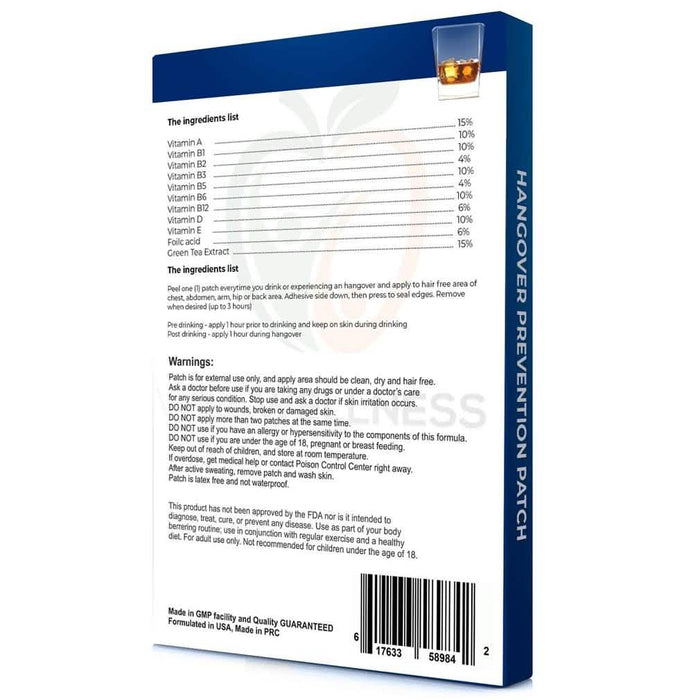 Natural Hangover Patches 60 Day Supply DailySale