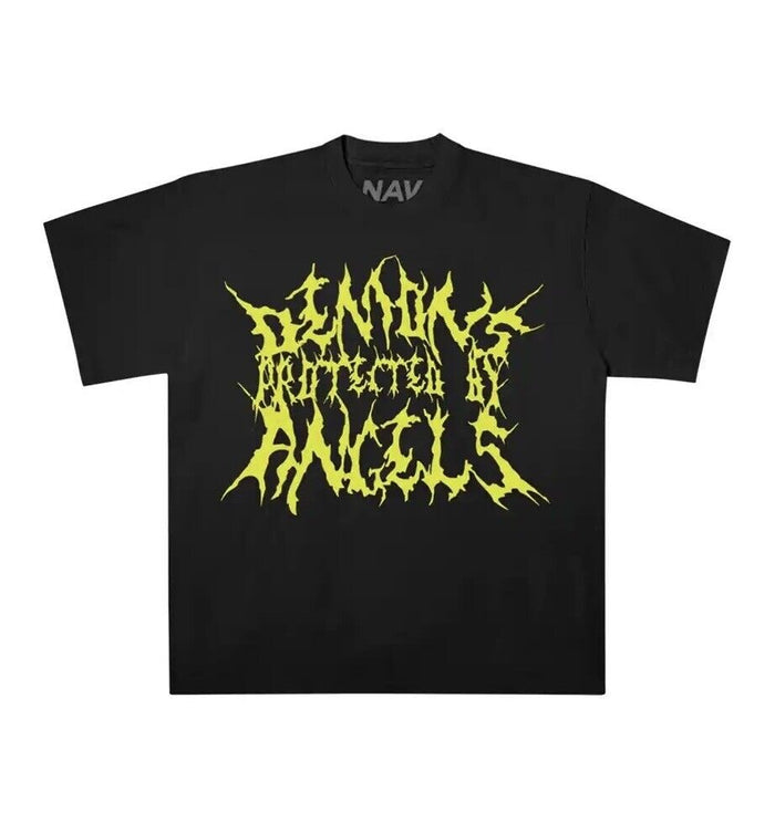 Nav X Vlone demons protected by angels black/green tee