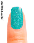 Stickers ongle gel turquoise pailleté effet sable scintillant