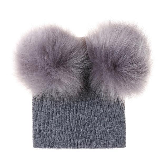 New Trend Baby Winter Hat Knitted Warm Double Fur Pompom Caps Beanies For Girls In Modern Design Stevvex