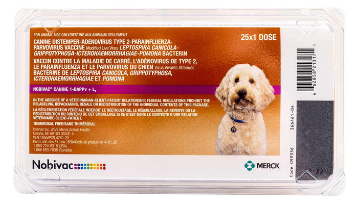 Nobivac Canine 1 - DAPPv+L4 (9 - way shot) Dog Vaccine - SHAC - 25 Dose - 1