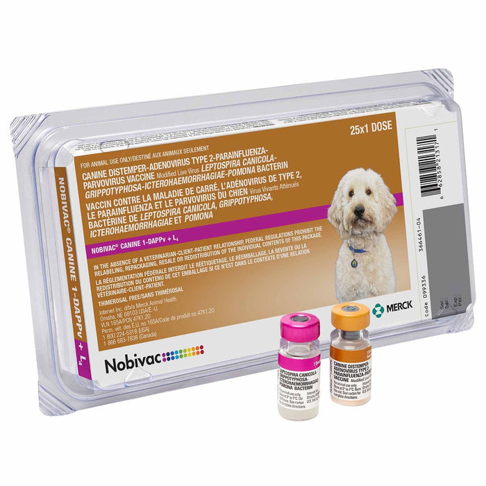 Nobivac Canine 1 - DAPPv+L4 (9 - way shot) Dog Vaccine - SHAC - 25 Dose - 3