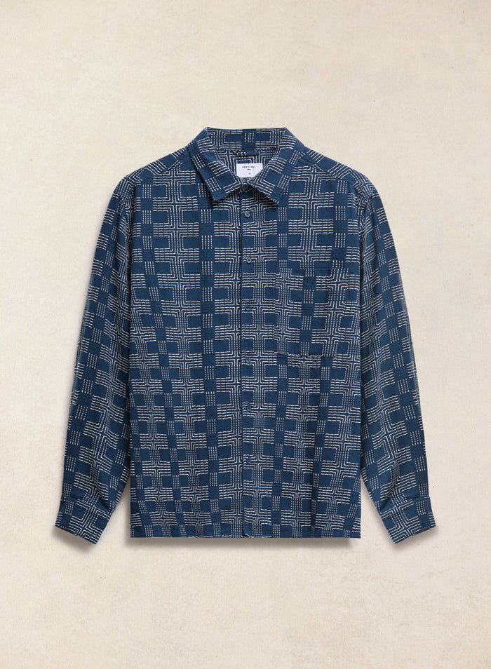Nolan Jacquard Shirt | Cotton | Navy
