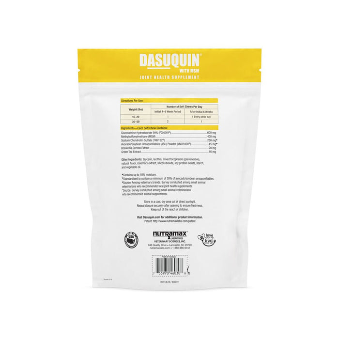 Nutramax Dasuquin for Dogs, Joint Health Supplement, Glucosamine, Chondroitin, ASU, MSM and More, Supports Healthy Joints, Soft Chews - 015NM01-SC84 - Small/Medium - Under 60 lbs - 84 ct - 2