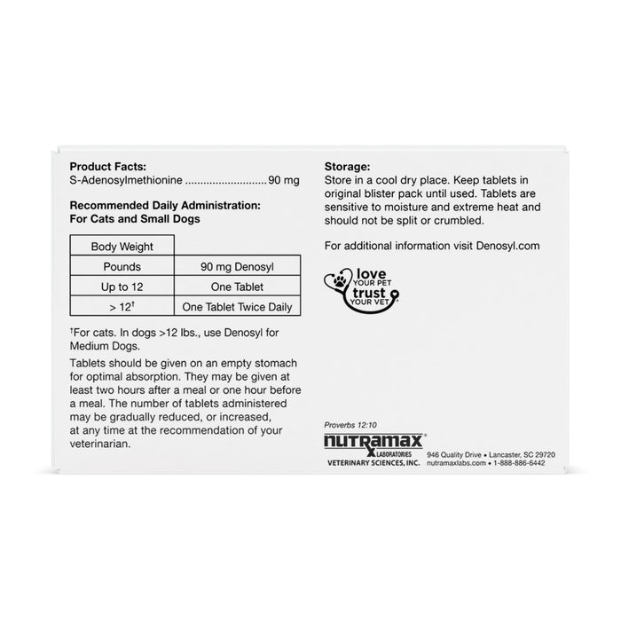 Nutramax Denosyl Liver and Brain Health Supplement - 015NM-SD4A - Cat/Dog - 90 mg - 30 ct - 2