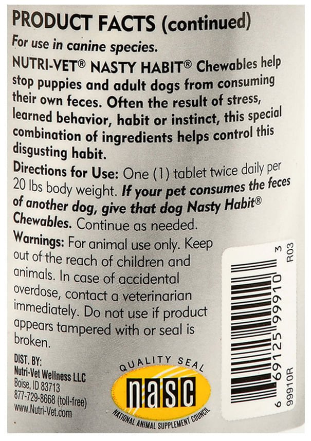 Nutri - Vet Nasty Habit Liver Flavored Chewables, 120 ct - OPBA - 60 count - 5