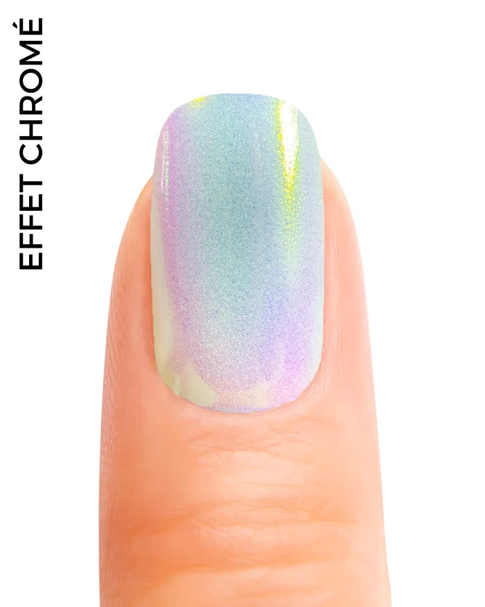 Stickers ongles en gel Opalina Geeli House chromé avec reflets rose et bleu