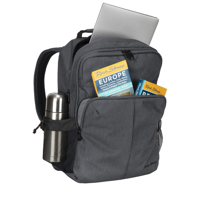 heather gray oslo backpack packed