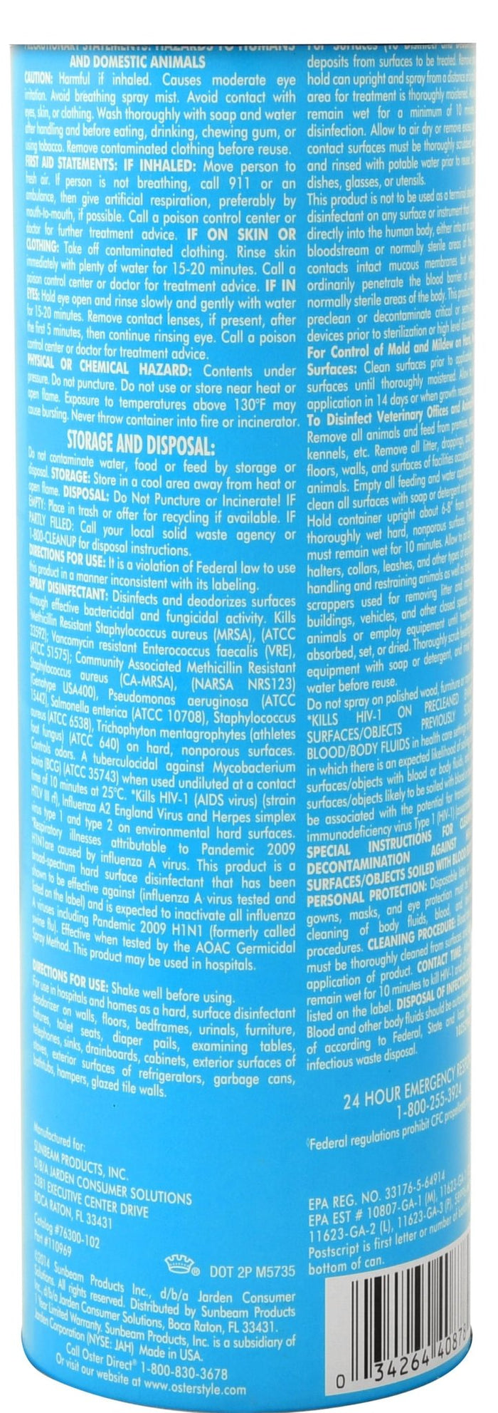 Oster Spray Disinfectant, 16 oz - O3D5 - 2