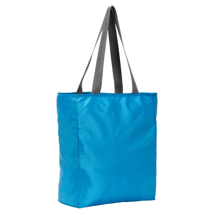 Rick Steves Packable Tote, turquoise color, back view