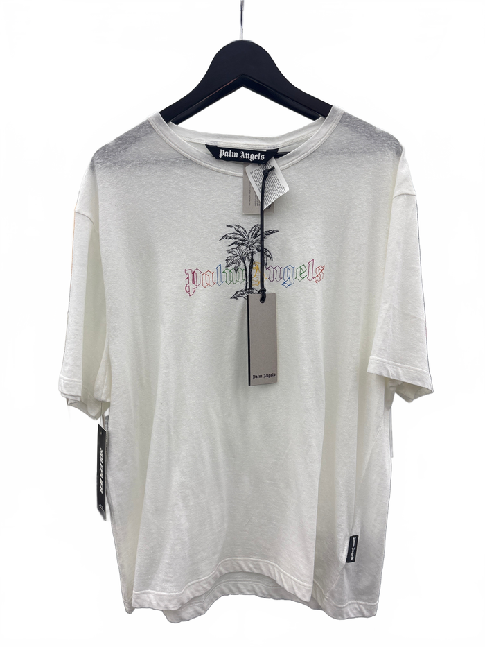 Palm Angels Logo Linen Collar T-Shirt White