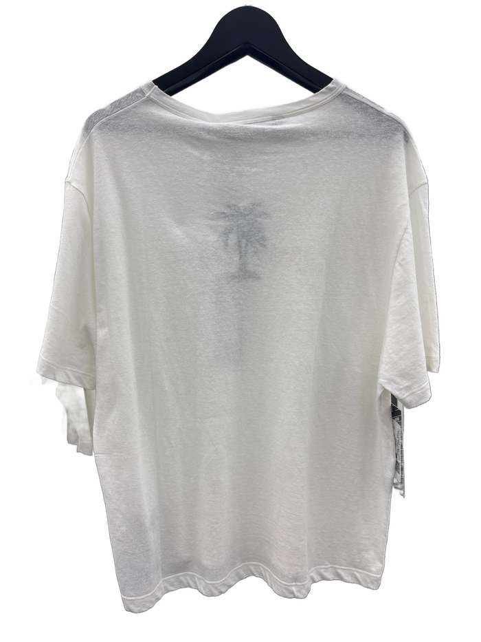 Palm Angels Logo Linen Collar T-Shirt White