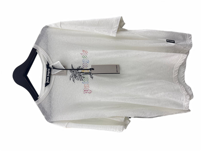 Palm Angels Logo Linen Collar T-Shirt White