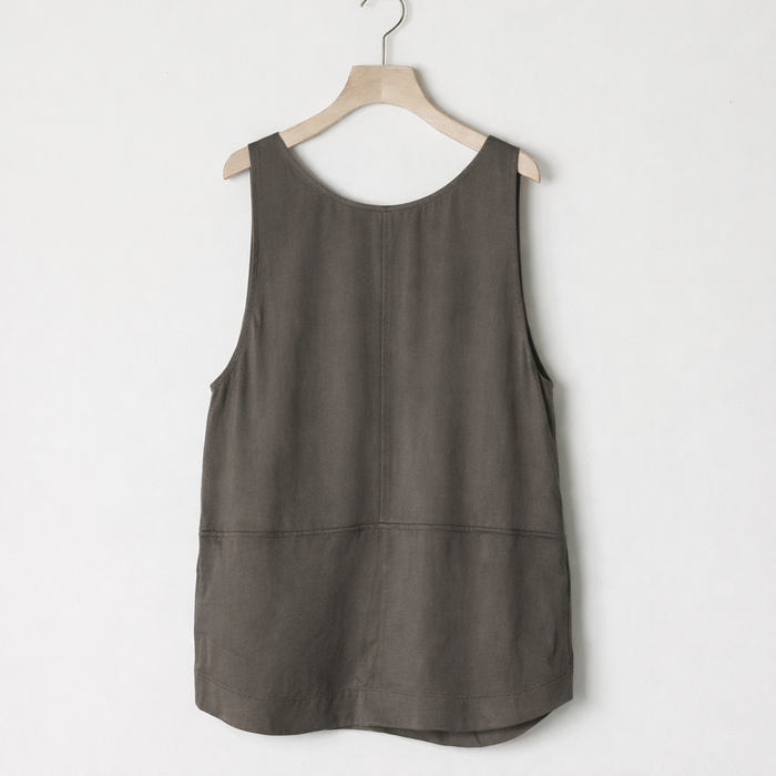 Paneled Satin Tank Top BROWN
