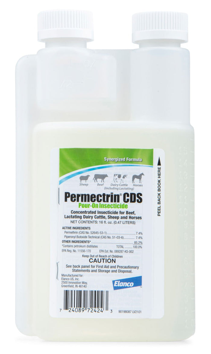 Permectrin CDS Pour - On Insecticide for Fly Control - A9PB - Permectrin CDS Pour - On Insecticide, 16 oz - 1