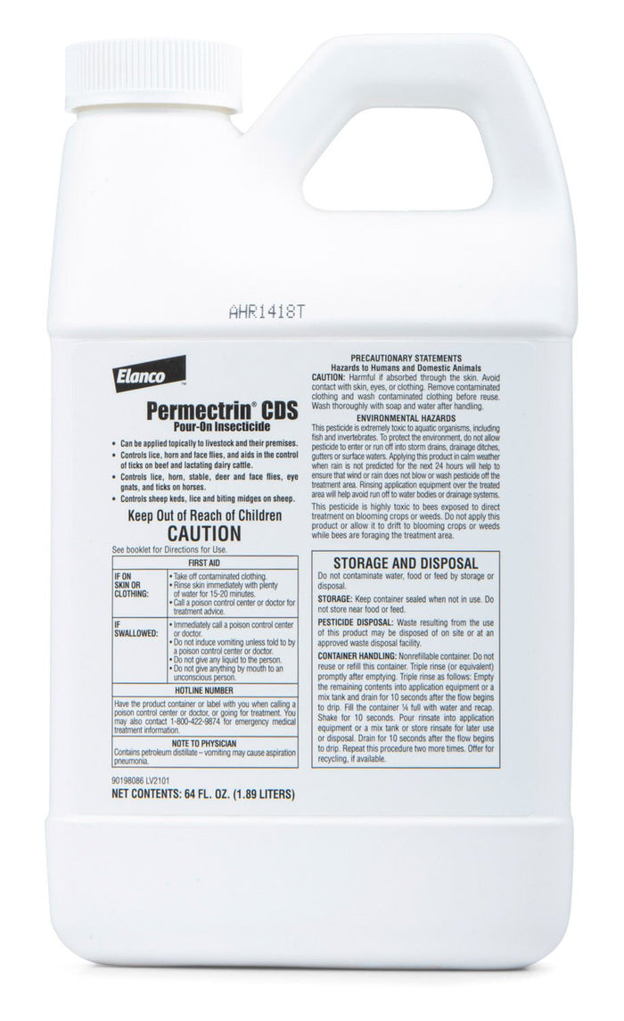 Permectrin CDS Pour - On Insecticide for Fly Control - A9PC - Permectrin CDS Pour - On, 1/2 gallon - 7