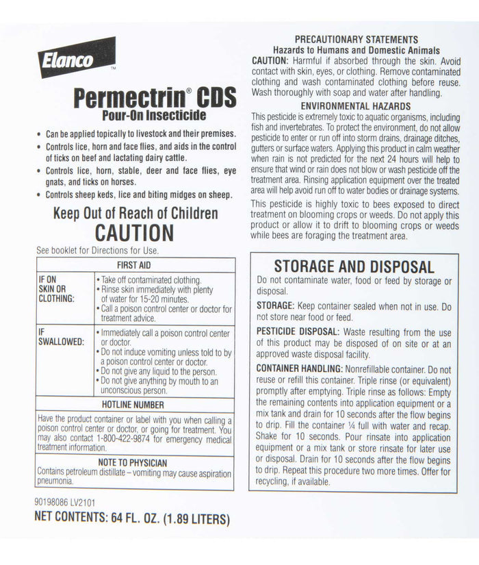 Permectrin CDS Pour - On Insecticide for Fly Control - A9PC - Permectrin CDS Pour - On, 1/2 gallon - 8