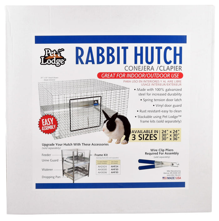 Pet Lodge Galvanized Rabbit Hutch – Stackable, Chew - Proof Steel Wire Cage - M31P - 30" x 30" - 4