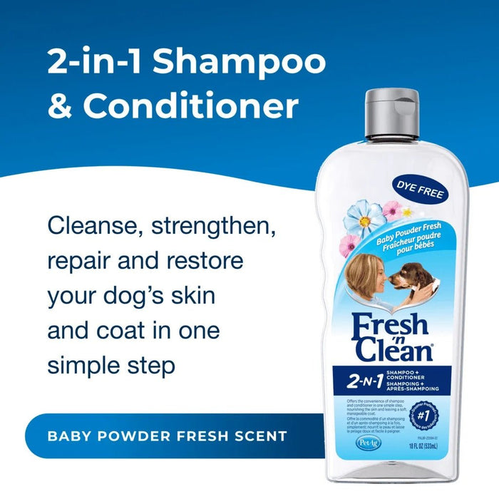 PetAg Fresh 'n Clean 2-N-1 Conditioning Dog Shampoo, Baby Powder Scent, 18 oz - L3FG - Baby Powder - 18 oz - 2