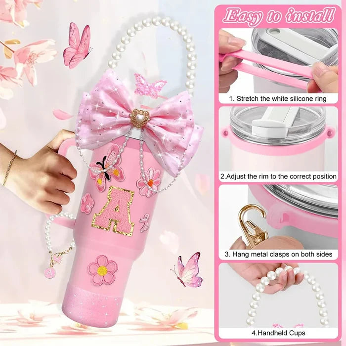 Pink 12pcs 30oz 40oz Tumbler Cup Accessories Set. BLAKESTORE-NG
