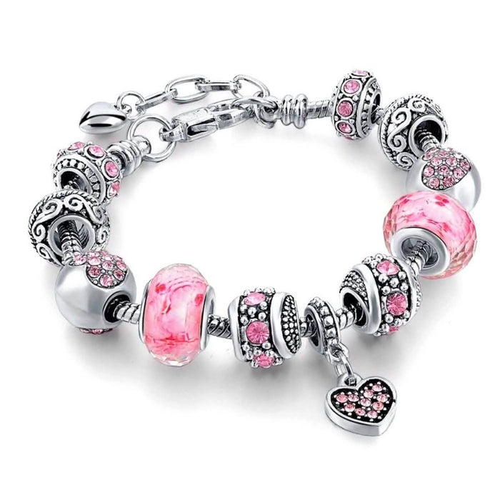 Pink Swarovski Elements Crystal And Heart Charm DailySale