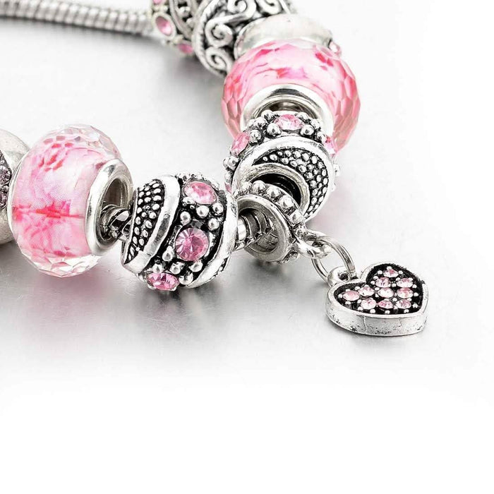 Pink Swarovski Elements Crystal And Heart Charm DailySale