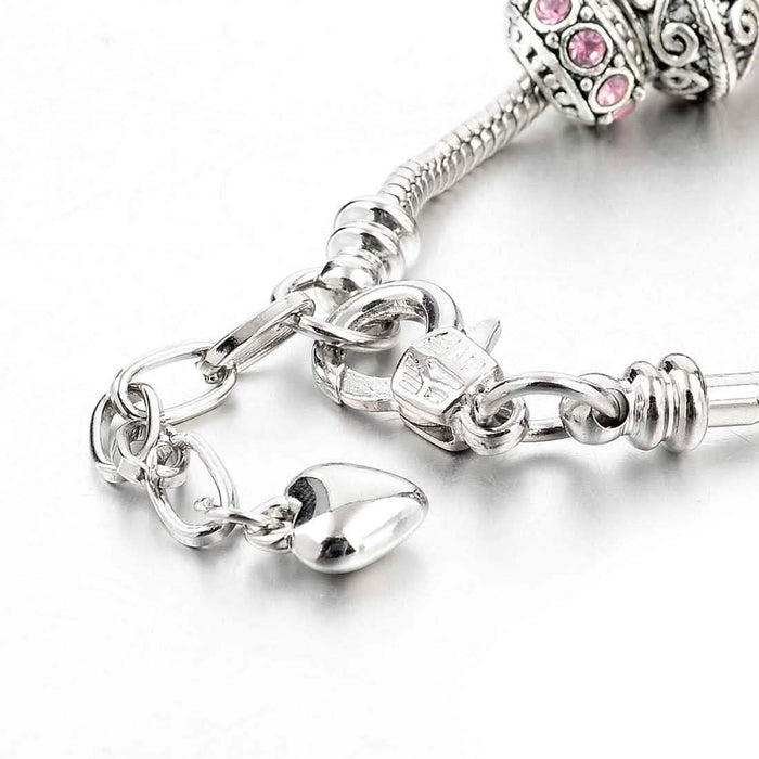 Pink Swarovski Elements Crystal And Heart Charm DailySale
