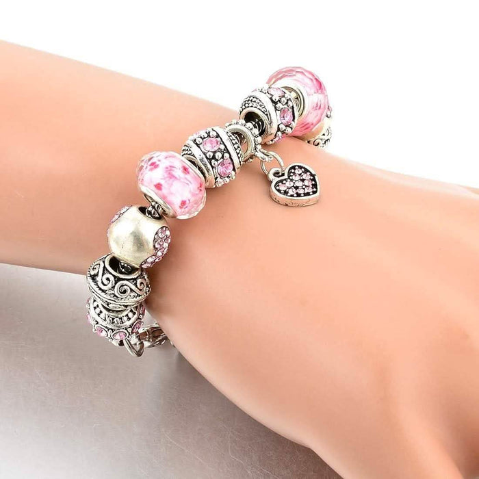 Pink Swarovski Elements Crystal And Heart Charm DailySale