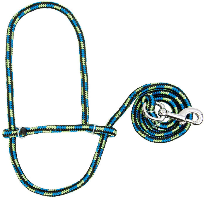 Poly Rope Sheep Halter/Lead with Snap, 52" - WEA6B - Black/Blue/Lime - 2