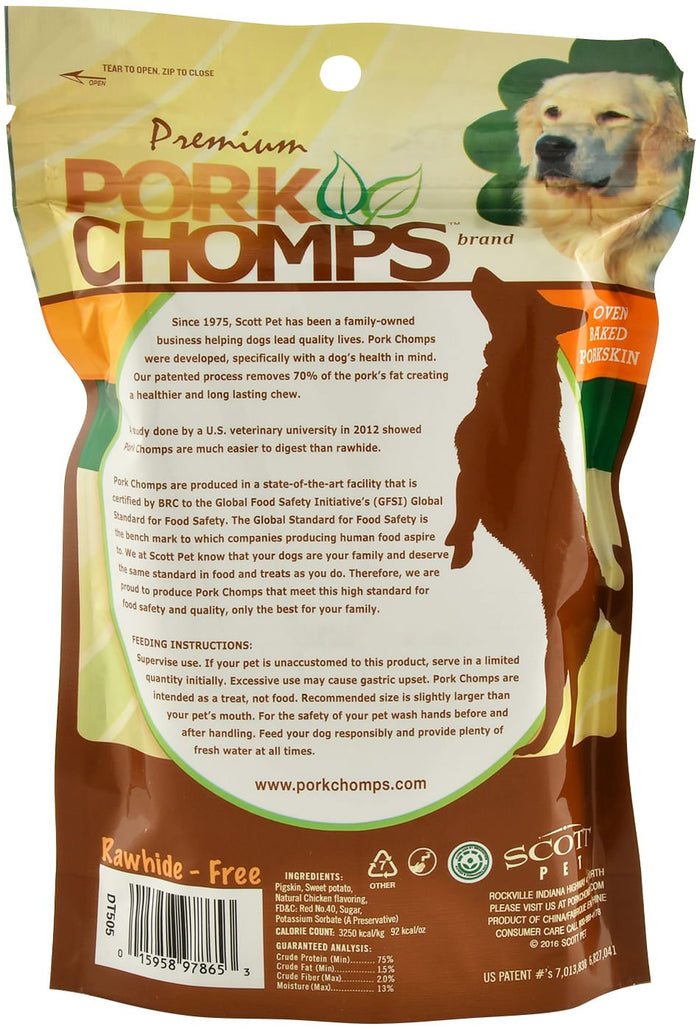 Pork Chomps Premium Twists – Rawhide - Free Dog Chews, Bacon, Chicken & Roasted, 6 - Inch Oven - Baked Treats for Medium & Large Dogs - TGMI - Roasted Chicken - Large - 4 ct - 4