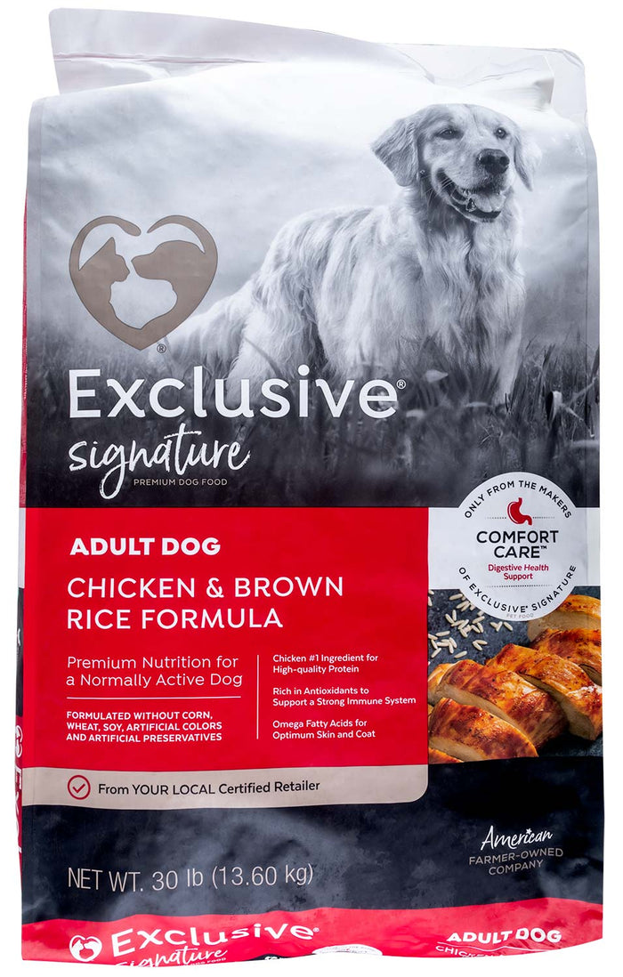 Purina Exclusive Signature Premium Adult Dry Dog Food, Chicken/Brown Rice - PANBY - 30 lbs - 5
