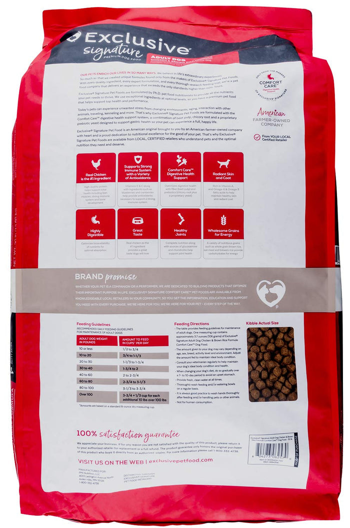 Purina Exclusive Signature Premium Adult Dry Dog Food, Chicken/Brown Rice - PANBY - 30 lbs - 6
