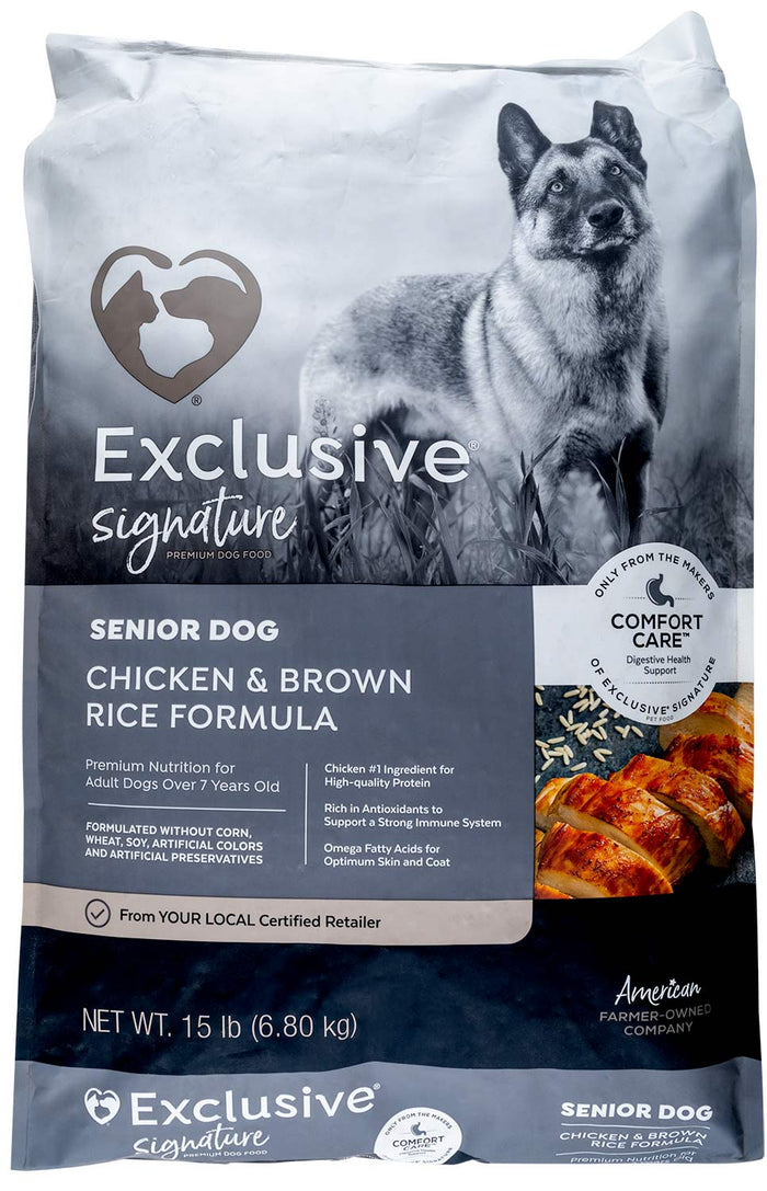 Purina Exclusive Signature Premium Senior Adult Dog Food, Chicken/Brown Rice - PANFF - 30 lbs - 1