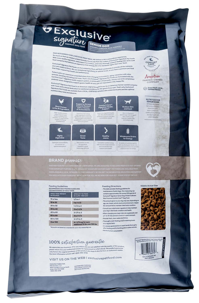 Purina Exclusive Signature Premium Senior Adult Dog Food, Chicken/Brown Rice - PANFF - 30 lbs - 2