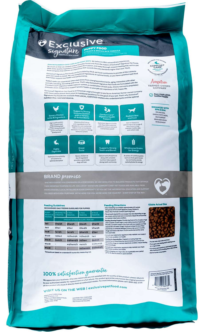 Purina Exclusive Signature Premium Small & Medium Breed Puppy Dry Dog Food, Chicken/Brown Rice - PANCF - 30 lbs - 4