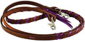 Rafter T Plaited Barrel Racing Reins - RTRBL - Brown/Purple - 1